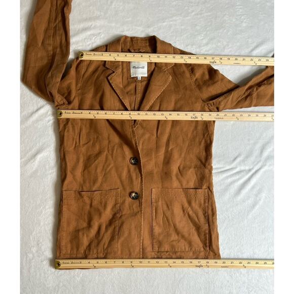 Madewell Women’s Linen Blazer Size XS Chestnut Brown Preppy Office Minimalist - Picture 6 of 7